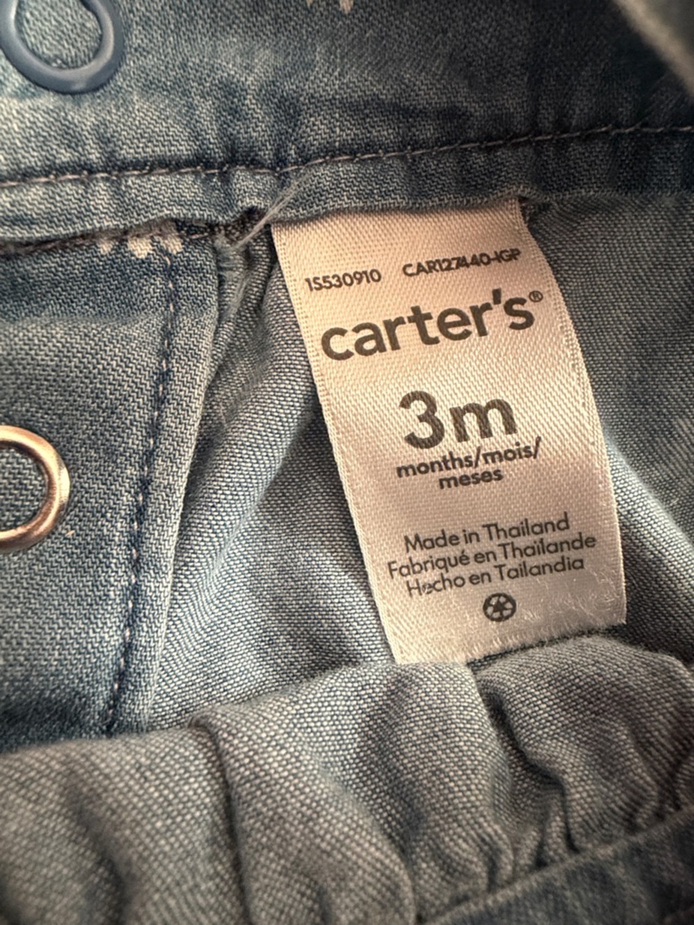 Carter's Light Blue Denim Daisy Overalls Romper - Picture 5 of 6